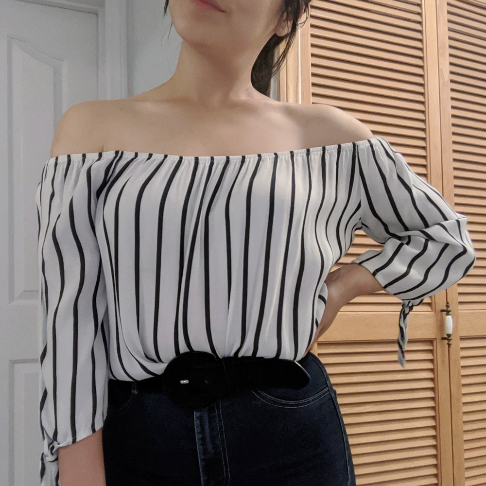 Off The Shoulder Striped Top